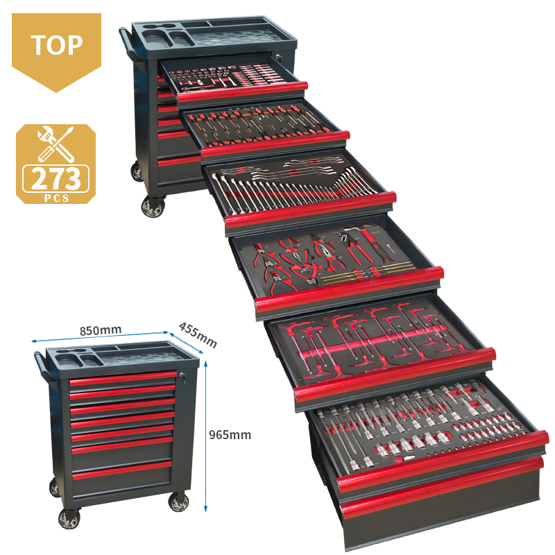 Workshop Tools Cabinet - 7-laden gereedschapswagen met 273-delige EVA schuim