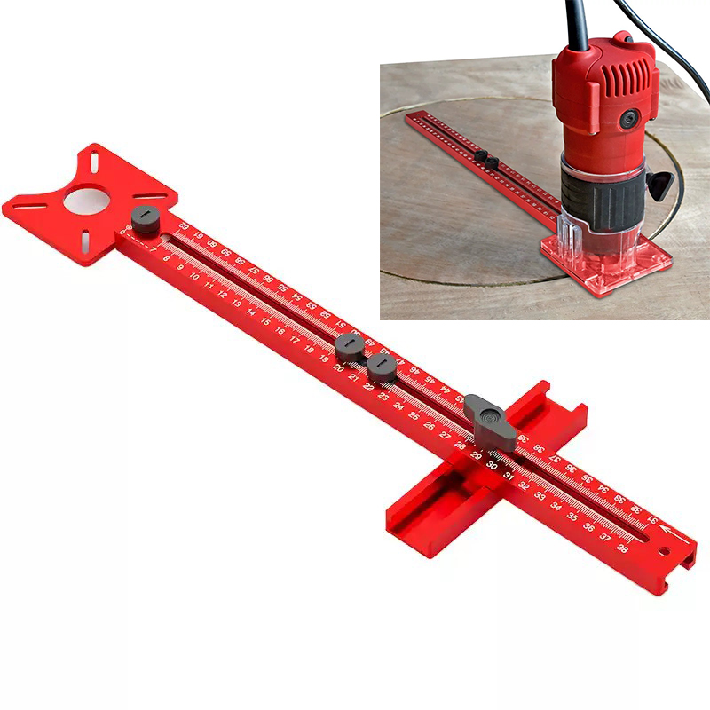 Dowel Jig Kit - 3-in-1 Routerfrees Groefbeugel, Radiusfrees Cirkelzaagmal, Aluminium