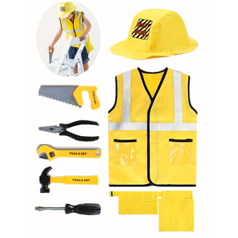 Bouwvakkervestkostuum voor peu - Tools Workshop Kids recensie en prijs